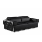 1111 - Global United Black Top Grain Italian Leather Sofa