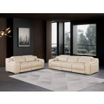 1116 DivanItalia Beige Modular Power Reclining Sofa and Loveseat Set – Top Grain Italian Leather with Power Headrests
