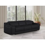1116 DivanItalia Black Top Grain Italian Leather Power Reclining Sofa with Dual Recliners and Power Headrests