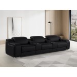 1116 DivanItalia Black 5-Piece Power Reclining Sofa with Power Headrest in Top Grain Italian Leather