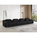 1116 DivanItalia Black 7-Piece Power Reclining Sofa with Power Headrest in Top Grain Italian Leather