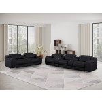1116 DivanItalia Black 8-Piece Modular Power Reclining Sofa Set with Power Headrests – Top Grain Italian Leather