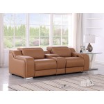 1116 DivanItalia Cognac Modular Power Reclining Loveseat with Power Headrest