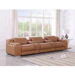 1116 DivanItalia Cognac 5-Piece Power Reclining Sofa with Power Headrest in Top Grain Italian Leather