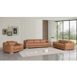 1126 DivanItalia Cognac 6-Piece Modular Power Reclining Sofa, Loveseat, and Chair Set – 6 Recliners, Top Grain Italian Leather with Power Headrests