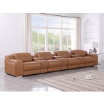 1116 DivanItalia Cognac 7-Piece Power Reclining Sofa with Power Headrest in Top Grain Italian Leather