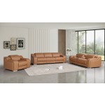 1126 DivanItalia Cognac 7-Piece Modular Power Reclining Sofa, Loveseat, and Chair Set – 6 Recliners, Top Grain Italian Leather