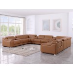 1116 DivanItalia Cognac 12-Piece Sectional with 4 Power Recliners and Power Headrests