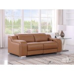 1116 DivanItalia Cognac Top Grain Italian Leather Loveseat with Power Headrest
