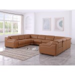 1116 DivanItalia Cognac 8-Piece Sectional with 4 Power Recliners and Power Headrests (No Consoles)