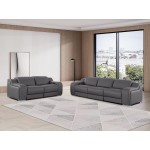 1116 DivanItalia Dark Grey Modular Power Reclining Sofa and Loveseat Set – Top Grain Italian Leather with Power Headrests