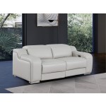 1116 DivanItalia LIght Grey Top Grain Italian Leather Loveseat with Power Headrest