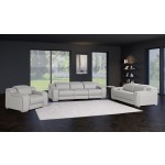 1116 DivanItalia LIght Grey Modular Power Reclining Sofa, Loveseat, and Chair Set – Top Grain Italian Leather with Power Headrests