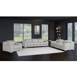 1116 DivanItalia LIght Grey 7-Piece Modular Power Reclining Sofa, Loveseat, and Chair Set – 6 Recliners, Top Grain Italian Leather