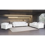 1116 DivanItalia White 7-Piece Modular Power Reclining Sofa, Loveseat, and Chair Set – 6 Recliners, Top Grain Italian Leather
