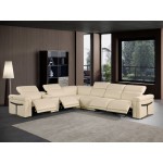 1126 - Top Grain Beige Italian Leather Sectional Sofa 7-Piece w/ 4 power recliners