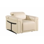 1126 DivanItalia Beige Top Grain Italian Leather Power Reclining Chair with Power Headrest