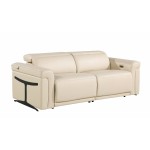 1126 DivanItalia Beige Top Grain Italian Leather Power Reclining Sofa with Power Headrest