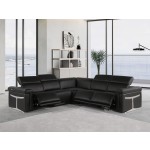 1126 - Top Grain Italian Leather Sectional Sofa 5-Piece w/ 3 power recliners Black