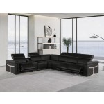 1126 - Top Grain Italian Leather Sectional Sofa 7-Piece w/ 3 power recliners Black