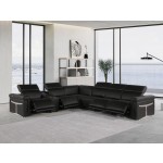 1126 - Top Grain Italian Leather Sectional Sofa 7-Piece w/ 4 power recliners Black