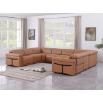 1126 DivanItalia Cognac 8-Piece Sectional with 4 Power Recliners and Power Headrests (No Consoles)