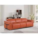 1126 DivanItalia Camel Top Grain Italian Leather Power Reclining Sofa with Dual Recliners and Power Headrests