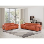 1126 DivanItalia Camel Modular Power Reclining Sofa and Loveseat Set – Top Grain Italian Leather with Power Headrests