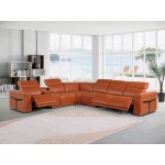 1126 - Top Grain Camel Italian Leather Sectional Sofa 7-Piece w/ 3 power recliners