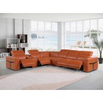 1126 - Top Grain Camel Italian Leather Sectional Sofa 7-Piece w/ 4 power recliners