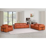 1126 DivanItalia Camel 7-Piece Modular Power Reclining Sofa, Loveseat, and Chair Set – 6 Recliners, Top Grain Italian Leather
