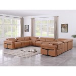 1126 DivanItalia Cognac 12-Piece Sectional with 4 Power Recliners and Power Headrests