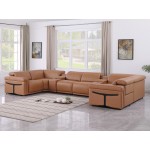 1126 DivanItalia Cognac 8-Piece Sectional with 2 Power Recliners and Power Headrests