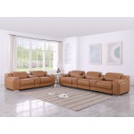 1116 DivanItalia Cognac 8-Piece Modular Power Reclining Sofa Set with Power Headrests – Top Grain Italian Leather
