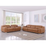 1116 DivanItalia Cognac 6-Piece Modular Power Reclining Sofa and Loveseat Set with Power Headrests - Top Grain Italian Leather