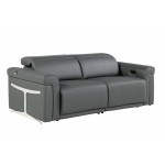 1126 DivanItalia Dark Gray Top Grain Italian Leather Power Reclining Sofa with Power Headrest