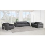 1126 DivanItalia Dark Grey 6-Piece Modular Power Reclining Sofa, Loveseat, and Chair Set – 6 Recliners, Top Grain Italian Leather with Power Headrests
