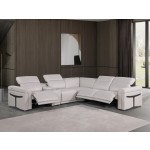 1126 - Top Grain Light Grey Italian Leather Sectional Sofa 6-Piece w/ 3 power recliners