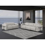 1126 DivanItalia LIght Grey Modular Power Reclining Sofa and Loveseat Set – Top Grain Italian Leather with Power Headrests