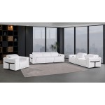 1126 DivanItalia White 7-Piece Modular Power Reclining Sofa, Loveseat, and Chair Set – 6 Recliners, Top Grain Italian Leather