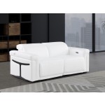 1126 DivanItalia White Top Grain Italian Leather Loveseat with Power Headrest