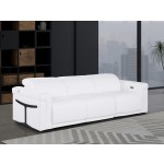 1126 DivanItalia White Top Grain Italian Leather Power Reclining Sofa with Dual Recliners and Power Headrests