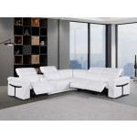 1126 - Top Grain White Italian Leather Sectional Sofa 6-Piece w/ 3 power recliners