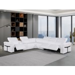 1126 - Top Grain White Italian Leather Sectional Sofa 7-Piece w/ 3 power recliners