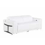 1126 DivanItalia White Top Grain Italian Leather Power Reclining Sofa with Power Headrest