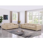 1208 Beige Modular Power Reclining Sofa and Loveseat Set – Genuine Leather with Power Headrests