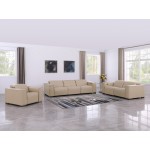 1208 Beige 6-Piece Modular Power Reclining Sofa, Loveseat, and Chair Set – 6 Recliners, Genuine Leather with Power Headrests