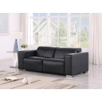 1208 Black Genuine Leather Power Reclining Loveseat with Power Headrest