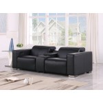 1208 Black Power Reclining Console Loveseat with Power Headrests in Genuine Leather