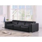 1208 Black Genuine Leather Power Reclining Sofa with Dual Recliners and Power Headrests